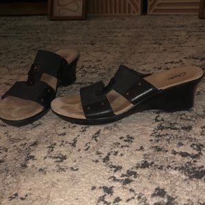 Clarks Leather Wedge Heel Sandals